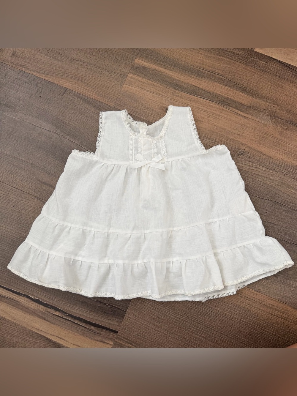 Vintage Her Majesty Toddler White Lace Trim Slip Dress/Top Size 24 Months